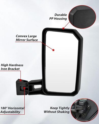 مرايا جانبية لـ Can Am Defender HD5 HD7 HD8 HD9 HD9 HD10 Max 2016+، سطح مرآة محدب كبير قابل للتعديل لـ Can-Am Defender بدون باب ونصف باب كامل، استبدل #715008100 in Saudi Arabia