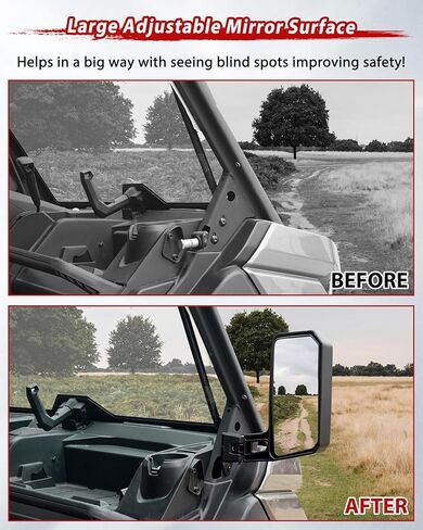 مرايا جانبية لـ Can Am Defender HD5 HD7 HD8 HD9 HD9 HD10 Max 2016+، سطح مرآة محدب كبير قابل للتعديل لـ Can-Am Defender بدون باب ونصف باب كامل، استبدل #715008100 in Saudi Arabia