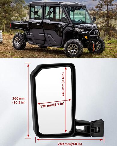 مرايا جانبية لـ Can Am Defender HD5 HD7 HD8 HD9 HD9 HD10 Max 2016+، سطح مرآة محدب كبير قابل للتعديل لـ Can-Am Defender بدون باب ونصف باب كامل، استبدل #715008100 in Saudi Arabia
