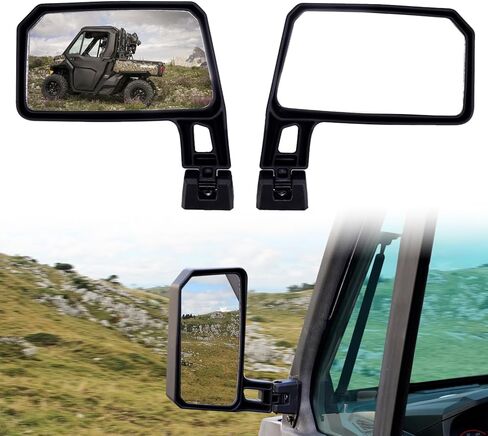 Wider Adjustable Side Mirrors for Can Am Defender Accessories 2016-2025, Wider Convex Break-Away Side Rearview Mirrors for Can-Am Defender HD5 HD7 HD8 HD9 HD10, Replace #715008100, 2pcs in Kuwait