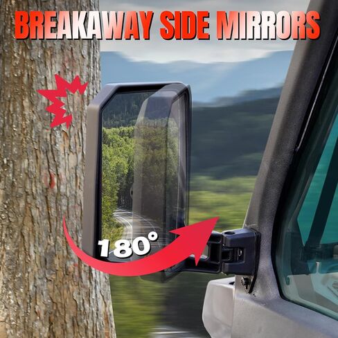 Wider Adjustable Side Mirrors for Can Am Defender Accessories 2016-2025, Wider Convex Break-Away Side Rearview Mirrors for Can-Am Defender HD5 HD7 HD8 HD9 HD10, Replace #715008100, 2pcs in Kuwait