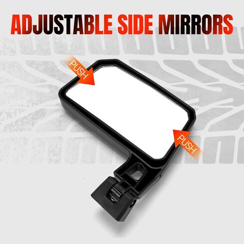 Wider Adjustable Side Mirrors for Can Am Defender Accessories 2016-2025, Wider Convex Break-Away Side Rearview Mirrors for Can-Am Defender HD5 HD7 HD8 HD9 HD10, Replace #715008100, 2pcs in Kuwait