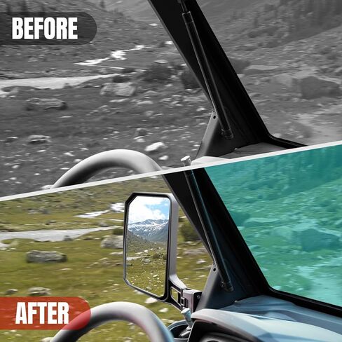 Wider Adjustable Side Mirrors for Can Am Defender Accessories 2016-2025, Wider Convex Break-Away Side Rearview Mirrors for Can-Am Defender HD5 HD7 HD8 HD9 HD10, Replace #715008100, 2pcs in Kuwait