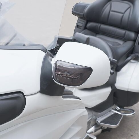 ONE.K.S دراجة نارية LED بدوره إشارات الرؤية الخلفية المرايا الجانبية ضوء لF6B Goldwing GL1800 2001-2017 دخان عدسة دراجة نارية عكس مصباح مرآة مع إشارات بدوره وDRL الذهب الجناح GL1800 الملحقات in Kuwait