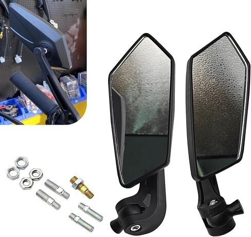 Shakas 2 PCS Motorcycle Rear View Mirrors, Reduce Blind Spot Adjustable Safety Reflective Side Mirror, M8 M10 Bolt Mount Modification Accessories, for Most Motorcycles Scooters ATVs (Black) in Saudi Arabia