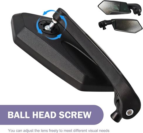 Shakas 2 PCS Motorcycle Rear View Mirrors, Reduce Blind Spot Adjustable Safety Reflective Side Mirror, M8 M10 Bolt Mount Modification Accessories, for Most Motorcycles Scooters ATVs (Black) in Saudi Arabia