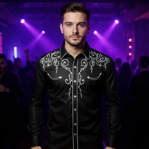 Men's Button Down Long Sleeve Shirt Casual Fashion Polo Style Tops in Saudi Arabia