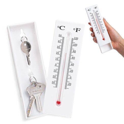 BarGifts إخفاء مفتاح ميزان الحرارة الخارجي صندوق تخزين مخفي للمفتاح الاحتياطي، مفتاح صندوق البريد داخلي أو خارجي مثبت على الحائط لإخفاء المفاتيح لحديقة الفناء in Kuwait