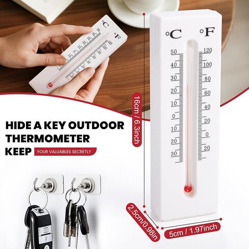 BarGifts إخفاء مفتاح ميزان الحرارة الخارجي صندوق تخزين مخفي للمفتاح الاحتياطي، مفتاح صندوق البريد داخلي أو خارجي مثبت على الحائط لإخفاء المفاتيح لحديقة الفناء in Kuwait