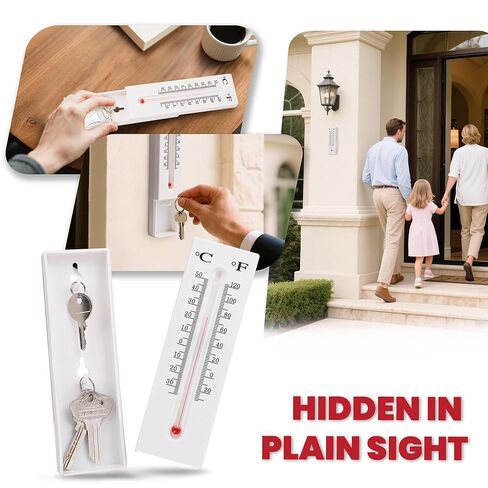 BarGifts إخفاء مفتاح ميزان الحرارة الخارجي صندوق تخزين مخفي للمفتاح الاحتياطي، مفتاح صندوق البريد داخلي أو خارجي مثبت على الحائط لإخفاء المفاتيح لحديقة الفناء in Kuwait
