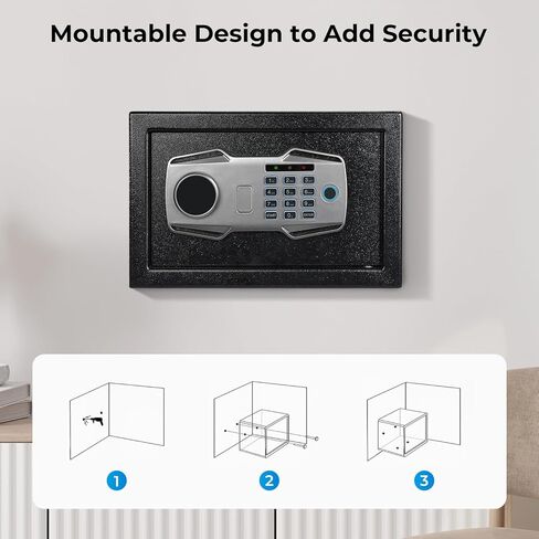 MUNBYN Biometric Fingerprint Safe with Alarm System, 3-Way Access Lock Box with Electronic Keypad, Display Screen & USB-C Port for Home & Office, Document, Jewelry and Cash Protection in Saudi Arabia