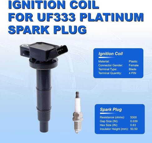 UF333 High-Performance Ignition Coils & Iridium Spark Plugs Set of 4 Compatible with 2001-2015 Toyota Camry/Corolla/RAV4/Highlander/Matrix/Solara, Scion tC/xB, Pontiac Vibe & Lexus HS250h 2.0L 2.4L L4 in Kuwait