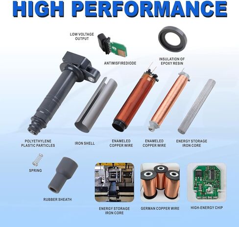 UF333 High-Performance Ignition Coils & Iridium Spark Plugs Set of 4 Compatible with 2001-2015 Toyota Camry/Corolla/RAV4/Highlander/Matrix/Solara, Scion tC/xB, Pontiac Vibe & Lexus HS250h 2.0L 2.4L L4 in Kuwait