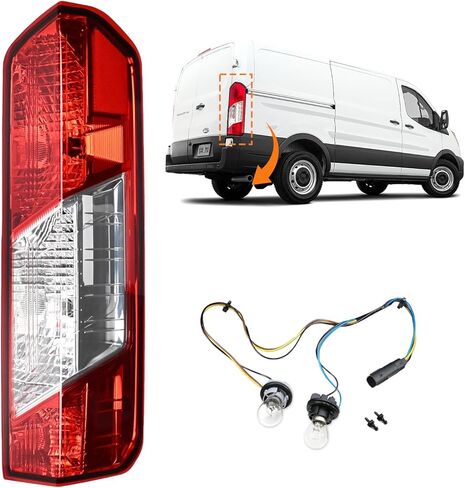 مجموعة ضوء الذيل الأيمن للركاب متوافقة مع 2015-2025 Ford Transit 150 250 350 350HD المصباح الخلفي مع المصابيح والحزام استبدال OE # CK4Z13404K 166-02778R FO2801242C in Kuwait