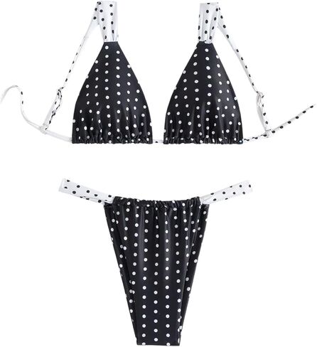 GORGLITTER Women's Polka Dots String Bikini Triangle High Cut Thong Bathing Suits Coquette Swimsuits Trendy in Saudi Arabia