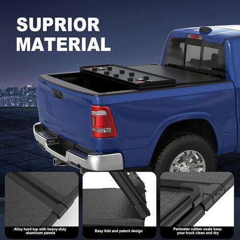 Tri-Fold Hard Truck Bed Tonneau Cover Fleetside Compatible with 2009-2026 Dodge Ram 1500/2019-2026 Classic On Top 5.8 FT Feed Aluminum 67.4 inch Bed Cover in Saudi Arabia