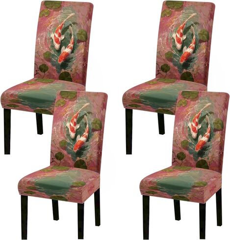 Stretch Dining Chair Covers Set of 4 Red Gold Skull Rose Pattern Washable Removable Elastic Chair Slipcovers for Dining Room Kitchen Hotel Banquet Home Decor Seat Protectors in Saudi Arabia