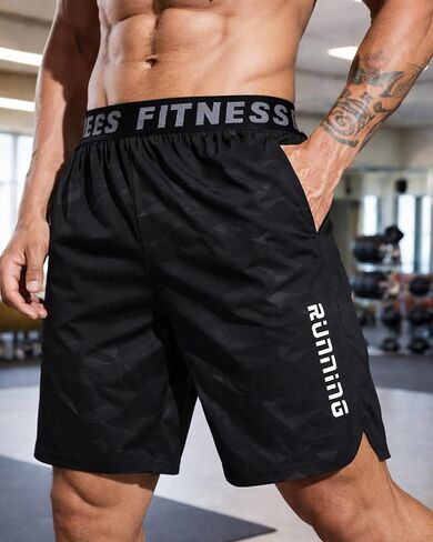 Men's Quick-Dry Workout Shorts Summer Breathable Elastic Running Training Athletic Shorts in Saudi Arabia