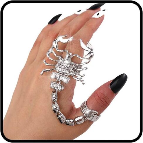 Punk Full Finger Ring Bracelet Scorpion Hand Chains Harness Rhinestone Hand Bracelets Adjustable Statement Rings Jewelry for Women in Kuwait