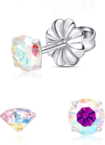 Moissanite Stud Earrings, 18K White Gold Hypoallergenic Titanium Earrings Stud Round Cut D Color VVS1 Clarity Lab Created Moissanite Jewelry for Women Men, 0.6CT-3.0CT in Saudi Arabia
