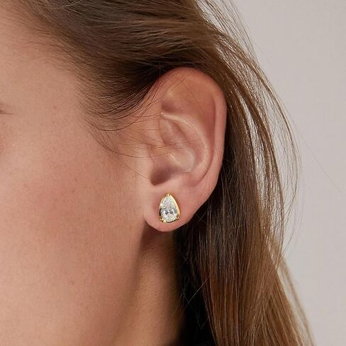 2 قيراط مويسانيتي على شكل دمعة/أقراط كمثرى للنساء، مطلية بالذهب عيار 14 قيراط 925 من الفضة الاسترليني، لا تسبب الحساسية، أقراط مويسانيتي كلاسيكية بسيطة، أقراط يومية رائعة هدية مجوهرات in Kuwait