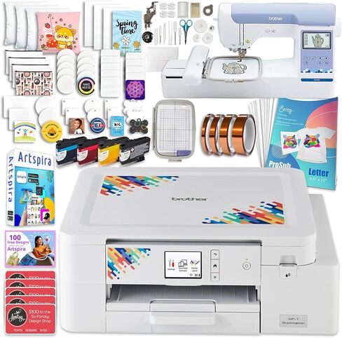 Brother SP-1 Sublimation Printer Bundle with PE900, Full Ink Set, 160 Sublimation Transfer Sheets, 50 Blanks, Tape and More in Saudi Arabia