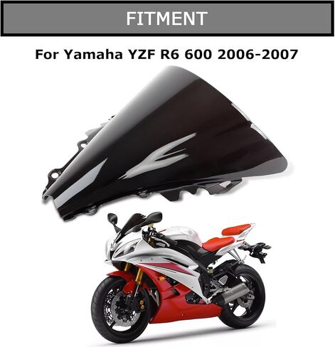 فقاعة مزدوجة للزجاج الأمامي من PSLER لـ YZF R6 600 2006-2007، أسود in Saudi Arabia