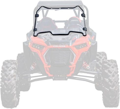 SuperATV Heavy Duty Clear Scratch Resistant Full Windshield for 2018-2021 Polaris RZR XP Turbo S / 2019-2021 XP 4 Turbo S | 1/4" Thick Polycarbonate | Includes Pre-installed Bulb Seal in Saudi Arabia