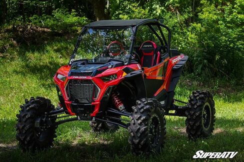 SuperATV Heavy Duty Clear Scratch Resistant Full Windshield for 2018-2021 Polaris RZR XP Turbo S / 2019-2021 XP 4 Turbo S | 1/4" Thick Polycarbonate | Includes Pre-installed Bulb Seal in Saudi Arabia