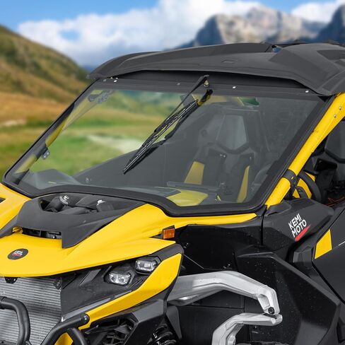 KEMIMOTO Front Full Glass Windshield Compatible with Can-Am Maverick R X RS Max X 2024-2026, DOT Approved Laminated Safety Glass, Scratch Resistant Than Polycarbonate, Includes Manual Wiper in Saudi Arabia