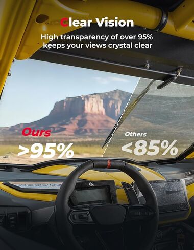 KEMIMOTO Front Full Glass Windshield Compatible with Can-Am Maverick R X RS Max X 2024-2026, DOT Approved Laminated Safety Glass, Scratch Resistant Than Polycarbonate, Includes Manual Wiper in Saudi Arabia