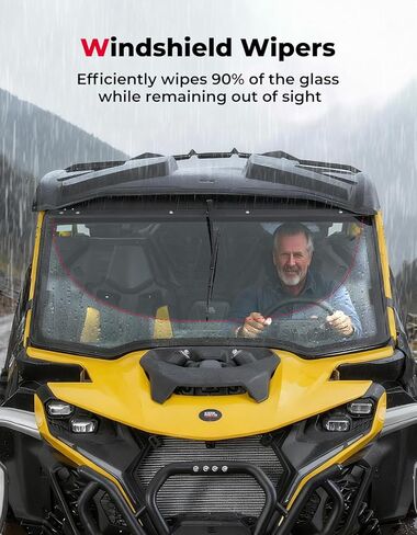 KEMIMOTO Front Full Glass Windshield Compatible with Can-Am Maverick R X RS Max X 2024-2026, DOT Approved Laminated Safety Glass, Scratch Resistant Than Polycarbonate, Includes Manual Wiper in Saudi Arabia