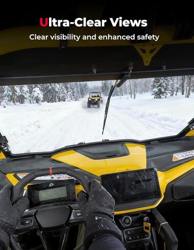 KEMIMOTO Front Full Glass Windshield Compatible with Can-Am Maverick R X RS Max X 2024-2026, DOT Approved Laminated Safety Glass, Scratch Resistant Than Polycarbonate, Includes Manual Wiper in Saudi Arabia