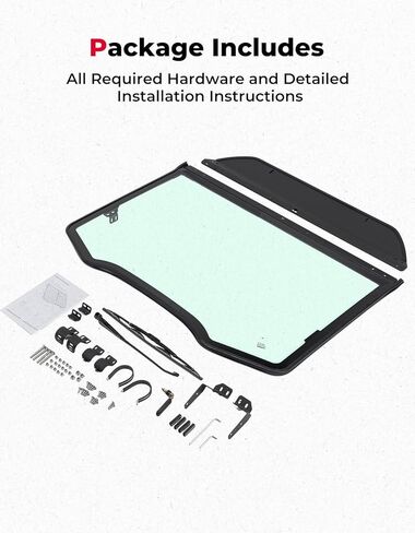 KEMIMOTO Front Full Glass Windshield Compatible with Can-Am Maverick R X RS Max X 2024-2026, DOT Approved Laminated Safety Glass, Scratch Resistant Than Polycarbonate, Includes Manual Wiper in Saudi Arabia