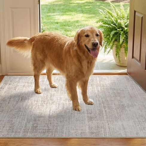 2x10 Washable Hallway Runner Rug - Modern Abstract Neutral Long Carpet with Non-Slip Backing Low-Pile Stain-Resistant Thin Runners for Kitchen Bathroom Bedroom Entryway (2x10, Beige) in Saudi Arabia