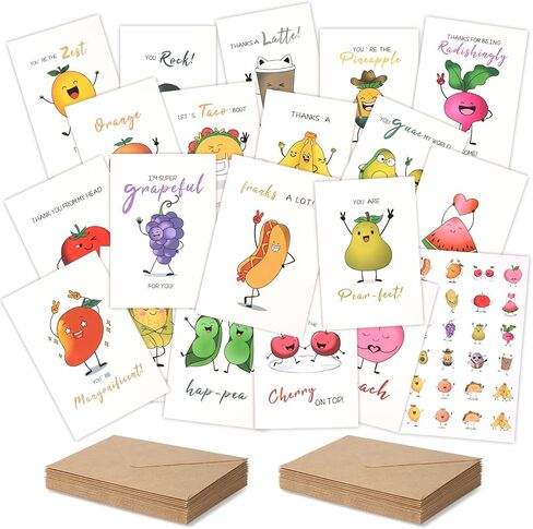 Premium Funny Thank You Cards Set of 20, 4x6 INCH Unique Teacher Appreciation Cards with Envelopes, Cute Notes for Kids Student, Blank Notecards with Envelopes & Matching Stickers, Graduation Gift in Kuwait