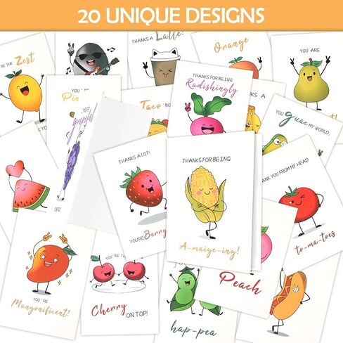 Premium Funny Thank You Cards Set of 20, 4x6 INCH Unique Teacher Appreciation Cards with Envelopes, Cute Notes for Kids Student, Blank Notecards with Envelopes & Matching Stickers, Graduation Gift in Kuwait