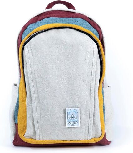 Dime Bags Large Backpack Made with 100% Nepali Hemp, Roomy Storage with Multi-Compartments & Hidden Pocket, Adjustable Shoulder Straps, Unisex Bag for Travel & Daily Use, Naturals Pioneer (Boho Cream) in Saudi Arabia