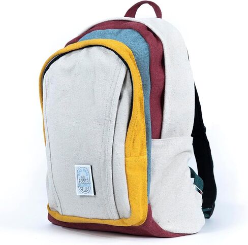 Dime Bags Large Backpack Made with 100% Nepali Hemp, Roomy Storage with Multi-Compartments & Hidden Pocket, Adjustable Shoulder Straps, Unisex Bag for Travel & Daily Use, Naturals Pioneer (Boho Cream) in Saudi Arabia