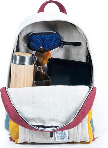 Dime Bags Large Backpack Made with 100% Nepali Hemp, Roomy Storage with Multi-Compartments & Hidden Pocket, Adjustable Shoulder Straps, Unisex Bag for Travel & Daily Use, Naturals Pioneer (Boho Cream) in Saudi Arabia