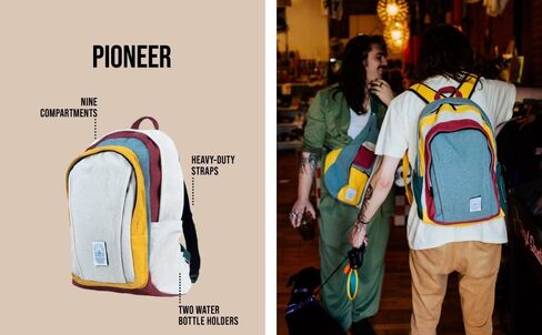 Dime Bags Large Backpack Made with 100% Nepali Hemp, Roomy Storage with Multi-Compartments & Hidden Pocket, Adjustable Shoulder Straps, Unisex Bag for Travel & Daily Use, Naturals Pioneer (Boho Cream) in Saudi Arabia