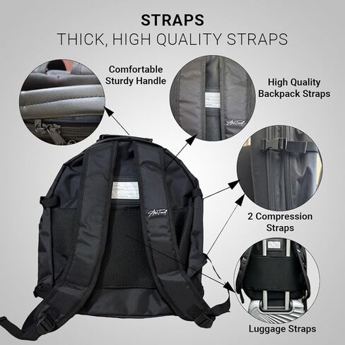 حقيبة ظهر Aish Tamid Hat مع حجرة مدمجة محمية للقبعة - حقيبة سفر ممتازة للقبعات والتيفيلين والسيفوريم | معدات سفر يهودية خفيفة الوزن لليشيفا ورحلات الشابوس والاستخدام اليومي in Kuwait