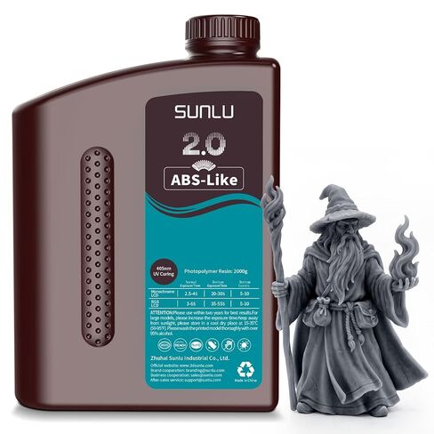 راتنج الطابعة ثلاثية الأبعاد SUNLU، 2000 جرام من البوليمر الضوئي القياسي 405 نانومتر راتنج المعالجة بالأشعة فوق البنفسجية لطابعة 4K/8K LCD/DLP/SLA الراتنج ثلاثية الأبعاد، راتنج سائل للطباعة ثلاثية الأبعاد، دقة عالية، انكماش منخفض، 2 كجم، أسود in Kuwait