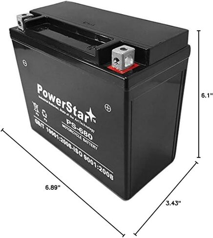 بطارية PowerStar لـ YTX20L-BS لياماها الدب الكبير أشيب كودياك YFM400 400 450 600 660 700 in Kuwait
