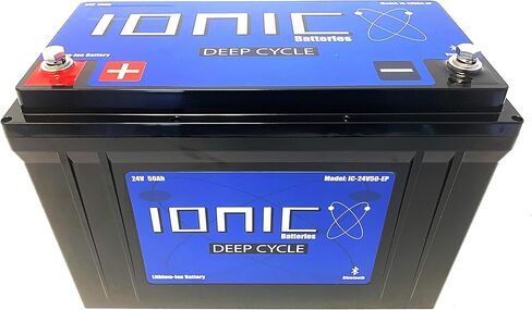 24V 50Ah Lithium Ion Deep Cycle Battery - Ionic 24V50-EP - Built in Bluetooth Monitoring - 11 Year Warranty - Great for Bass Boats, Trolling Motors, Lift Gates, Floor Sweepers, and More in Saudi Arabia
