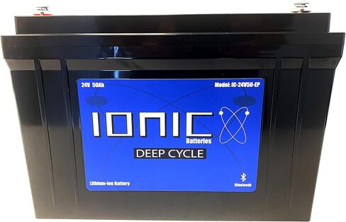 24V 50Ah Lithium Ion Deep Cycle Battery - Ionic 24V50-EP - Built in Bluetooth Monitoring - 11 Year Warranty - Great for Bass Boats, Trolling Motors, Lift Gates, Floor Sweepers, and More in Saudi Arabia