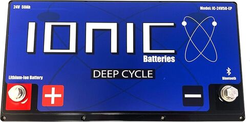 24V 50Ah Lithium Ion Deep Cycle Battery - Ionic 24V50-EP - Built in Bluetooth Monitoring - 11 Year Warranty - Great for Bass Boats, Trolling Motors, Lift Gates, Floor Sweepers, and More in Saudi Arabia