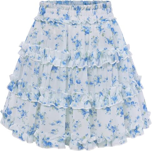 Scarlet Darkness Floral Mini Skirt for Women 2026 Ruffle Tiered Skorts Summer Flowy Skirts with Pockets in Saudi Arabia