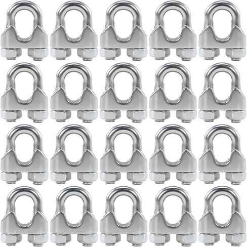 20 قطعة 1/8 بوصة M3 حبل سلك فولاذي مقاوم للصدأ مشبك كابل المشبك in Kuwait