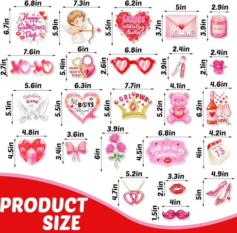24Pcs Galentine's Day Decorations Photo Booth Props Including Masks, Love, Glasses, Mustache, Snowman for Galentines Valentines Day Party Decortions Supplies Ideas Favors in Saudi Arabia